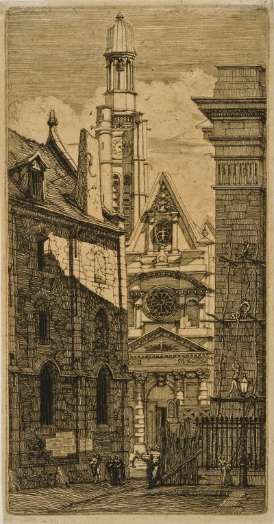 St. Etienne-du-Mont, Paris, from Eaux-fortes sur Paris by Charles Meryon